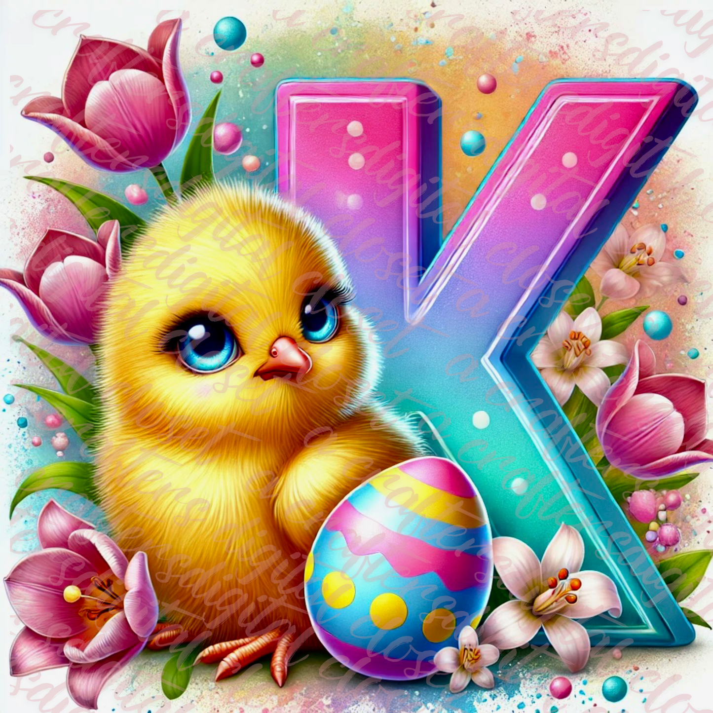 Easter Chick Letter PNG