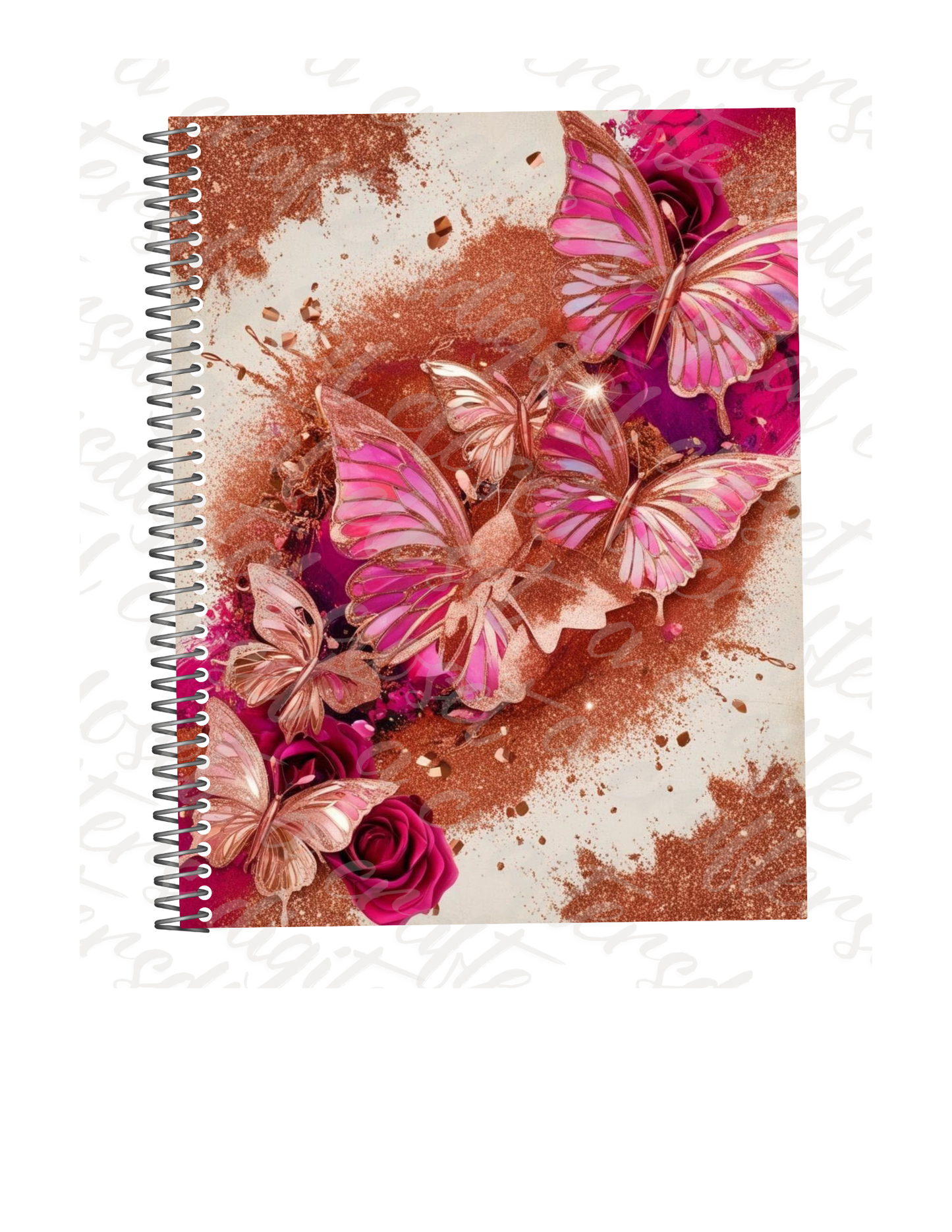 Rose Gold Butterfly PNG Design | Pink Floral Glitter Background | Luxury Digital Download for Shirts, Tumblers & Sublimation Crafts