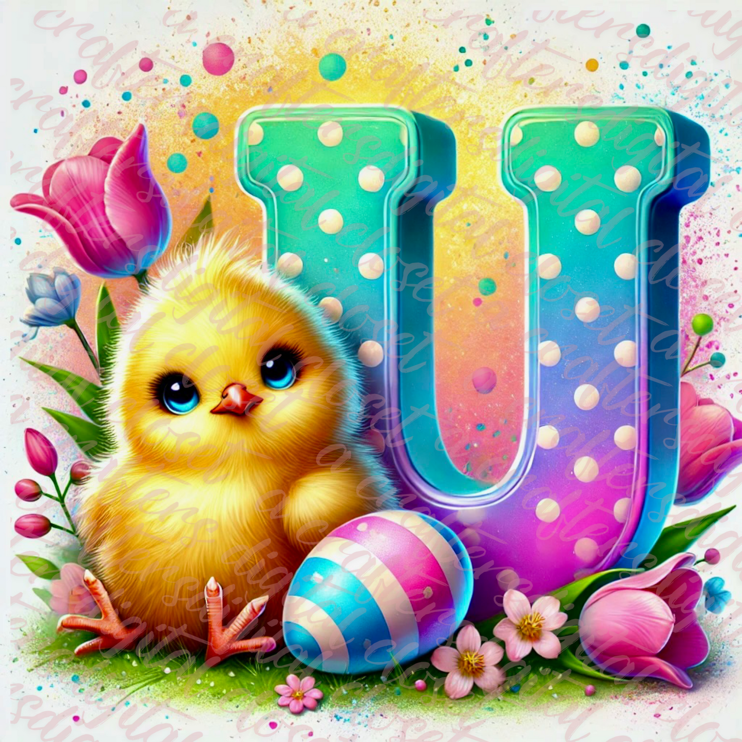 Easter Chick Letter PNG