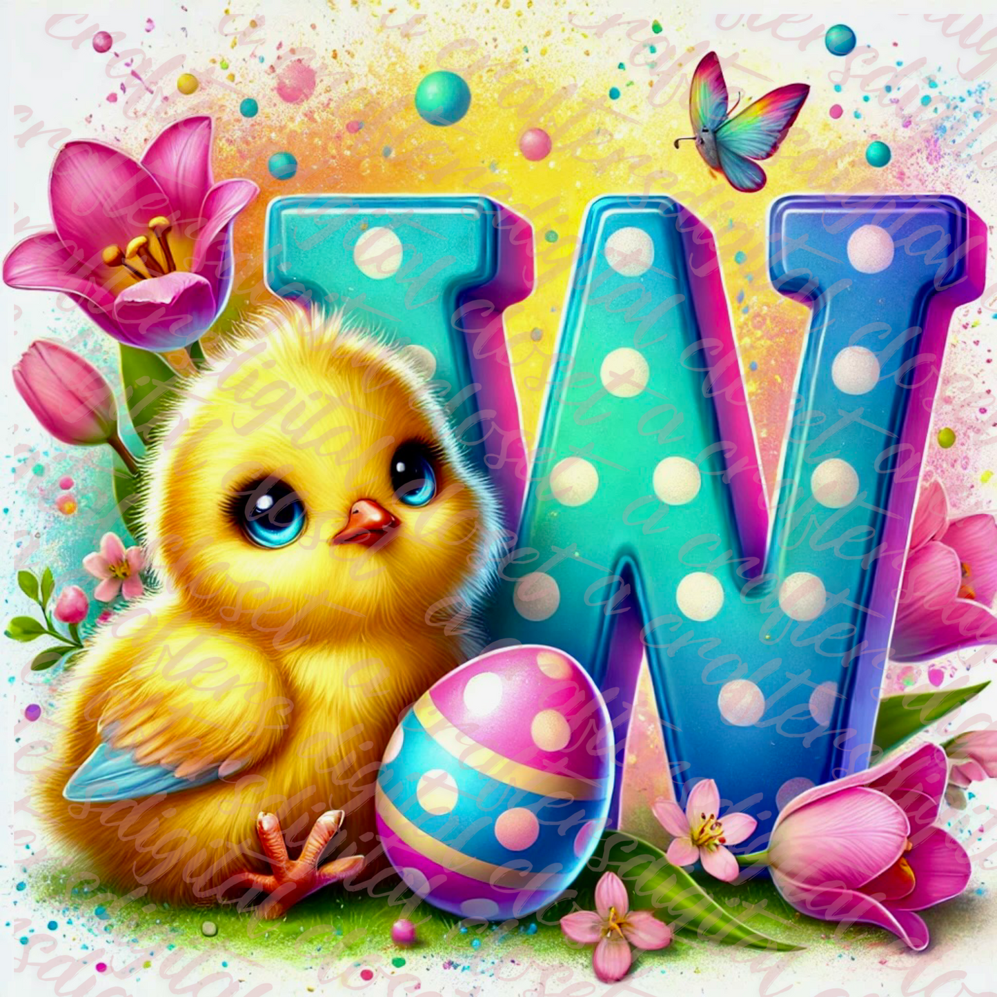 Easter Chick Letter PNG