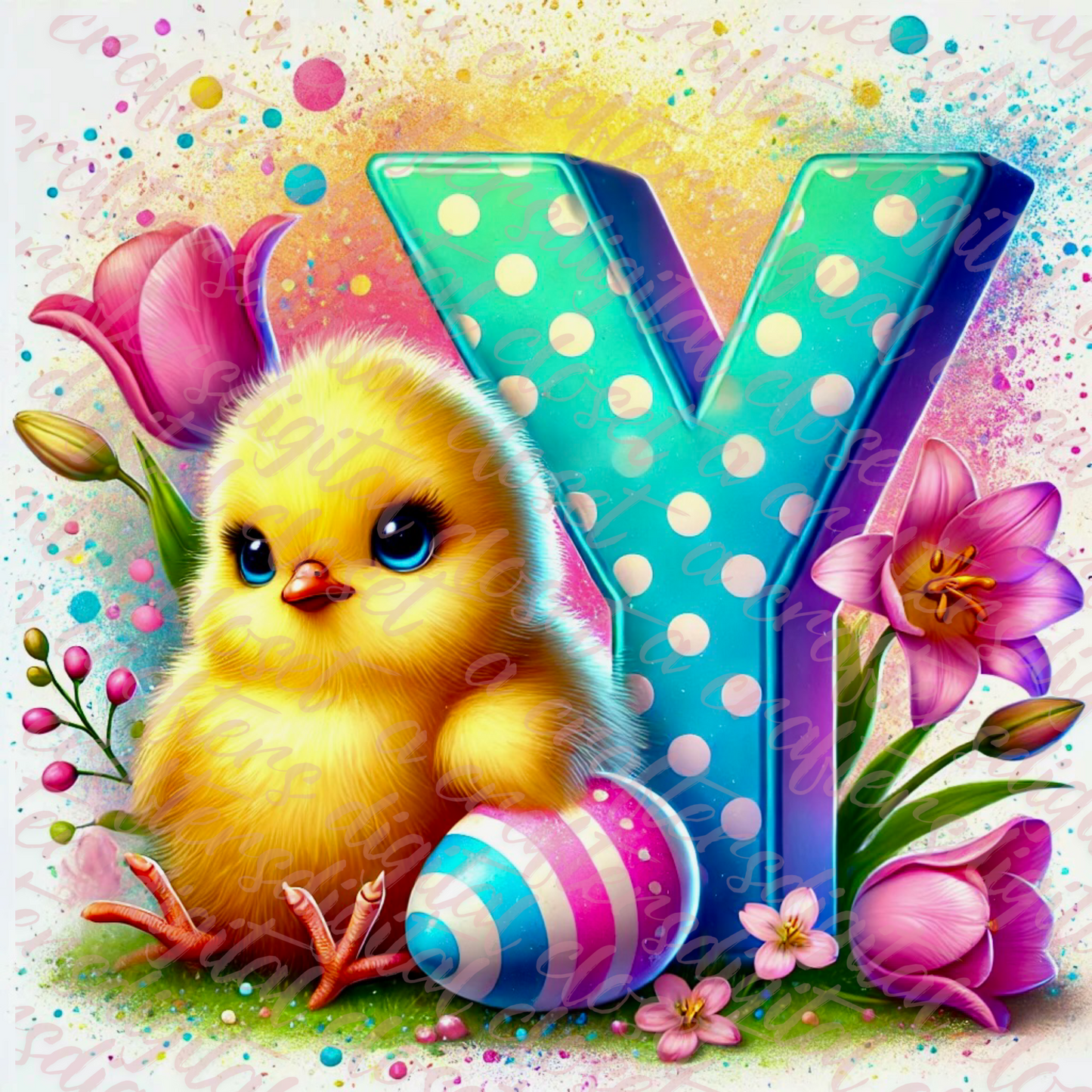 Easter Chick Letter PNG