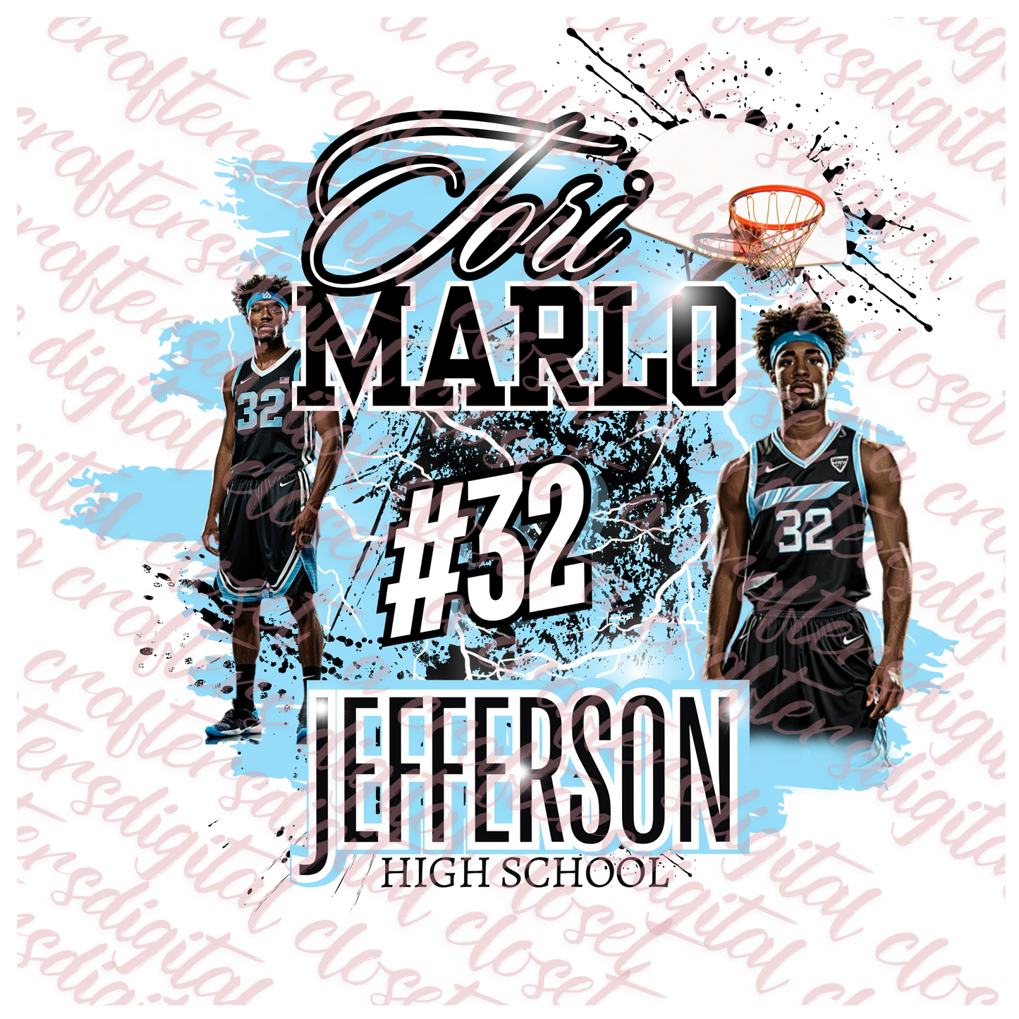 Basketball Light Blue Editable Design
