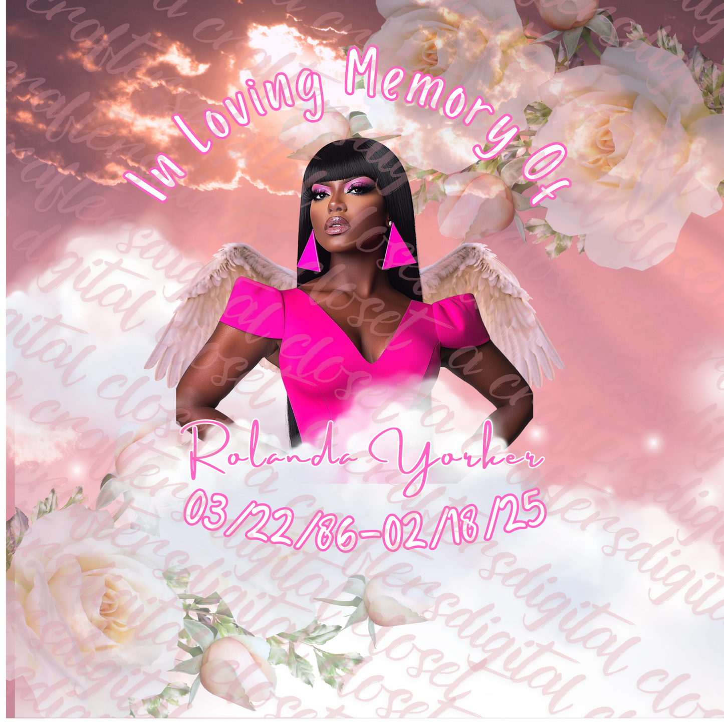 Memorial Button Light Pink Editable Template