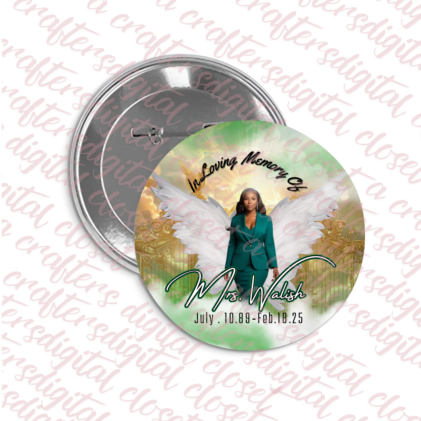 Memorial Button Green Editable Template