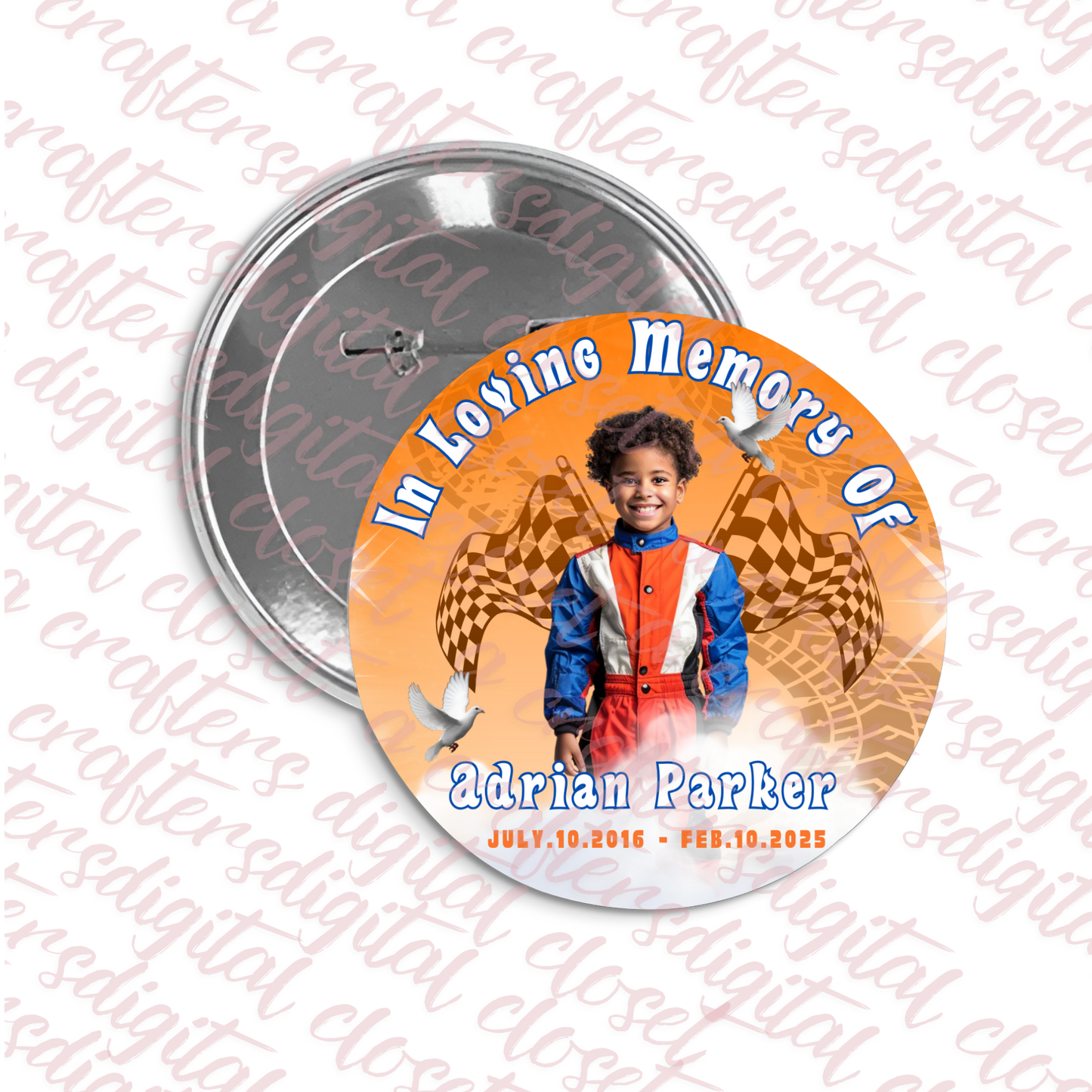 Memorial Button Orange Editable Template