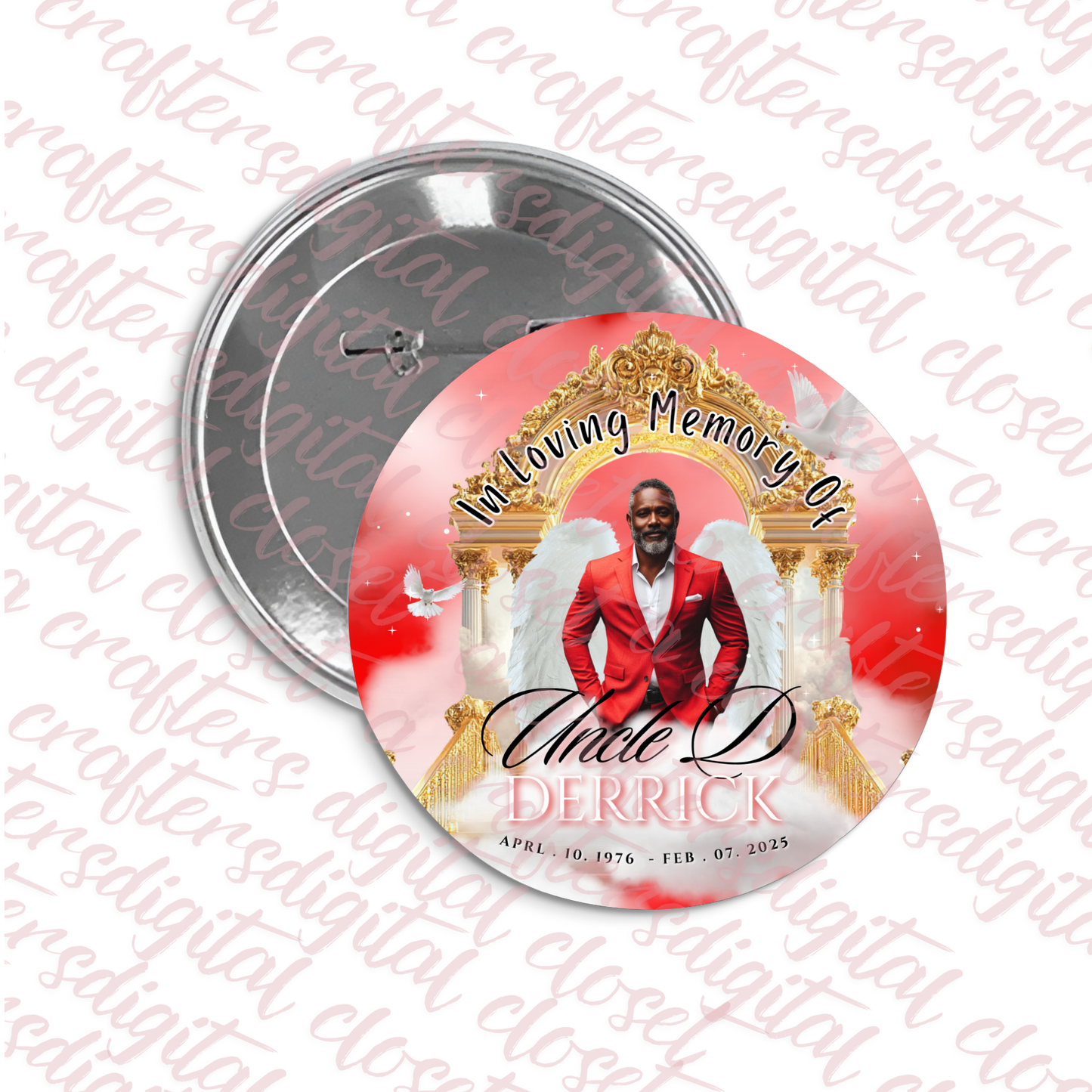 Memorial Button Red Editable Template