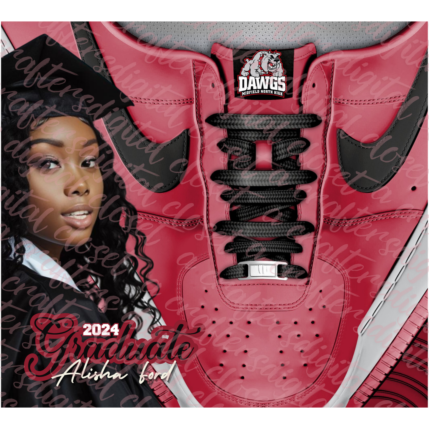 Red Graduation Shoe Editable Template