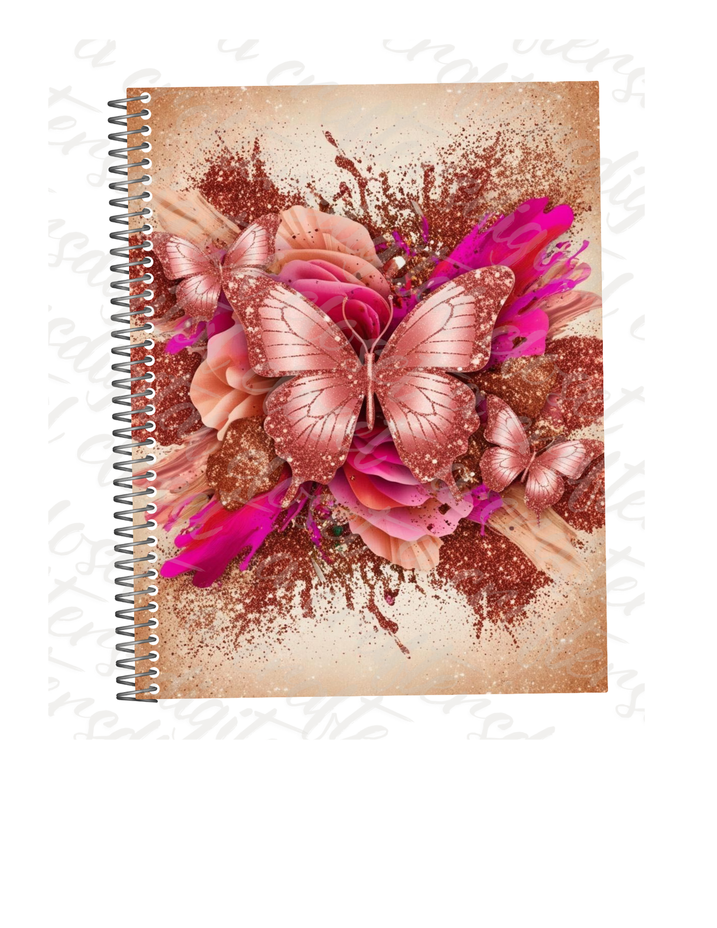 Rose Gold Butterfly Floral Digital Design | Pink Glitter Butterfly PNG for Sublimation & Cricut