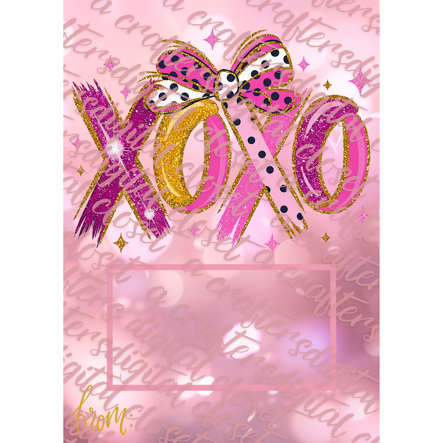 XOXO Valentines Day Card PNG