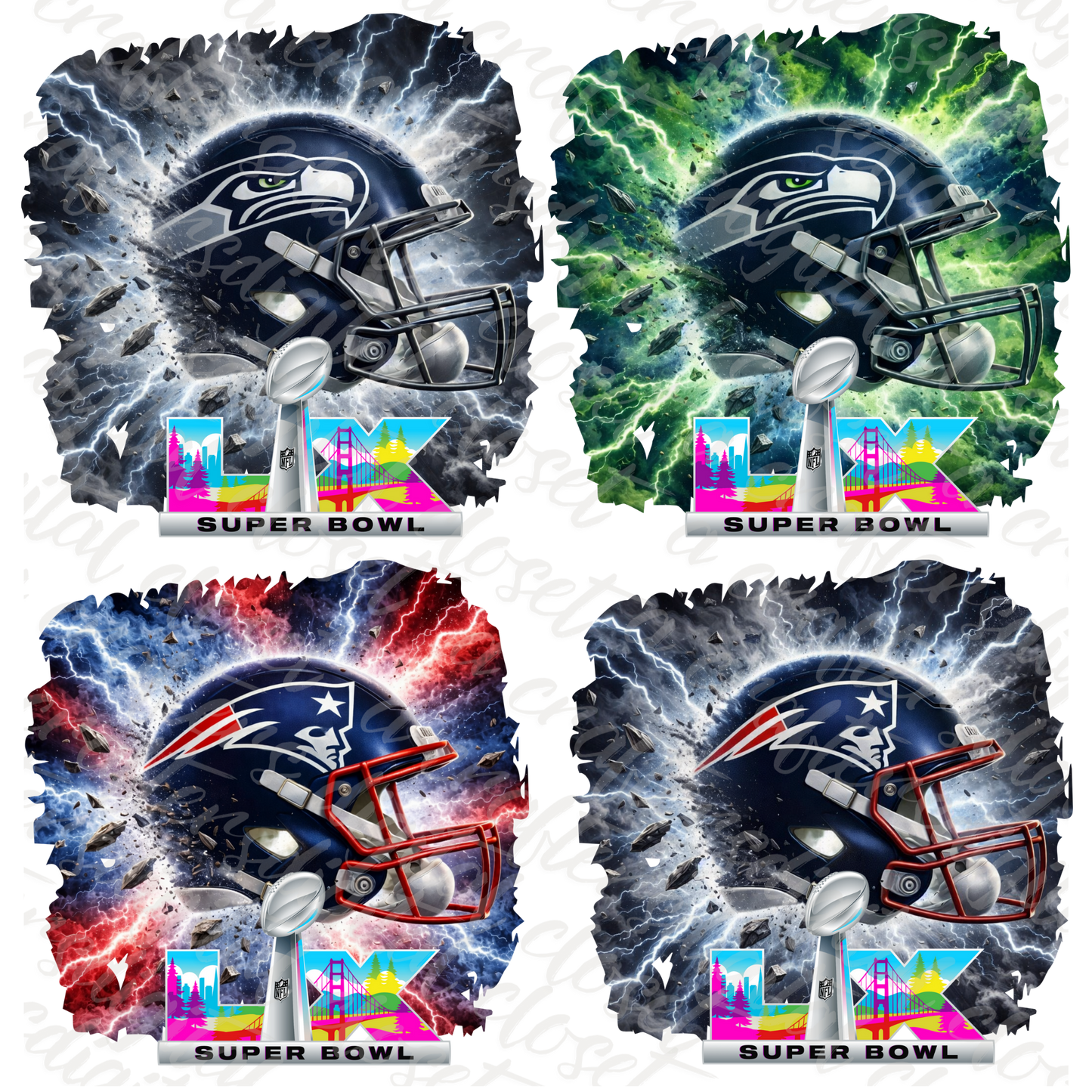 Super Bowl LIX NFL Helmet Lightning Bundle | Football Sublimation PNG Pack | Digital Download
