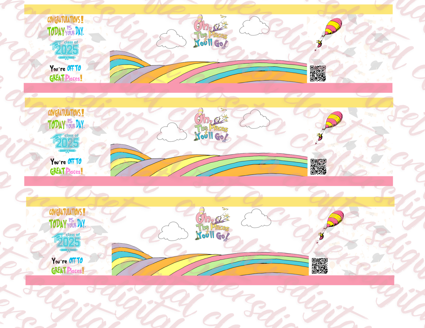 Graduation Chip Bag, Editable template, Graduation Decorations, Class of 2025 Party Favor, Instant Download, Personalized treat party favor, Party Favor bundle, Oh the Places