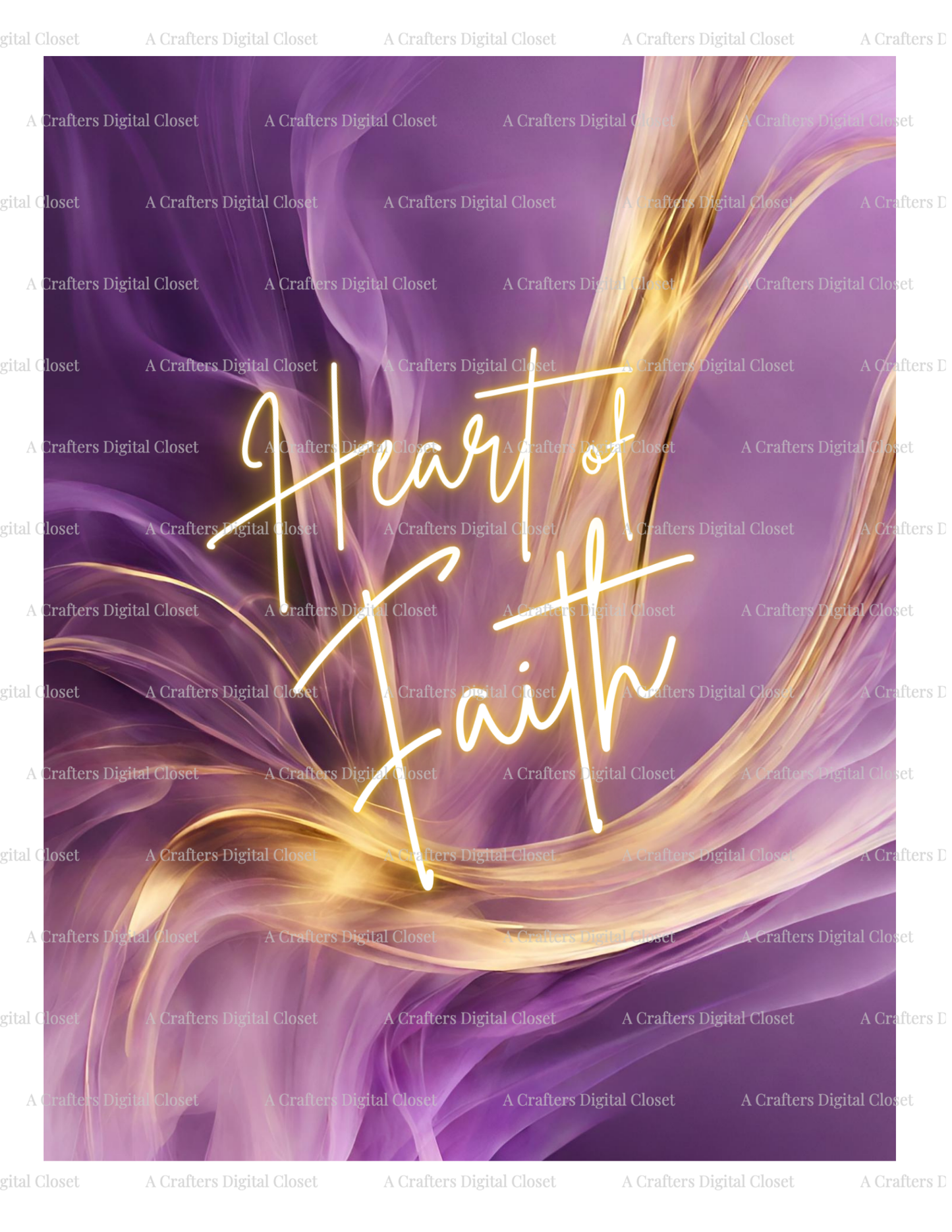 Heart of Faith PNG Design | Purple & Gold Christian Inspirational Digital Download | Elegant Faith Sublimation Design for Shirts, Journals & Gifts
