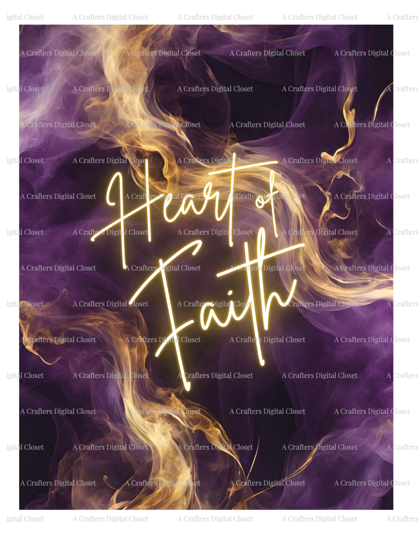 Heart of Faith PNG Design | Purple & Gold Christian Inspirational Digital Download | Luxury Faith Sublimation Design for Shirts, Journals & Wall Art