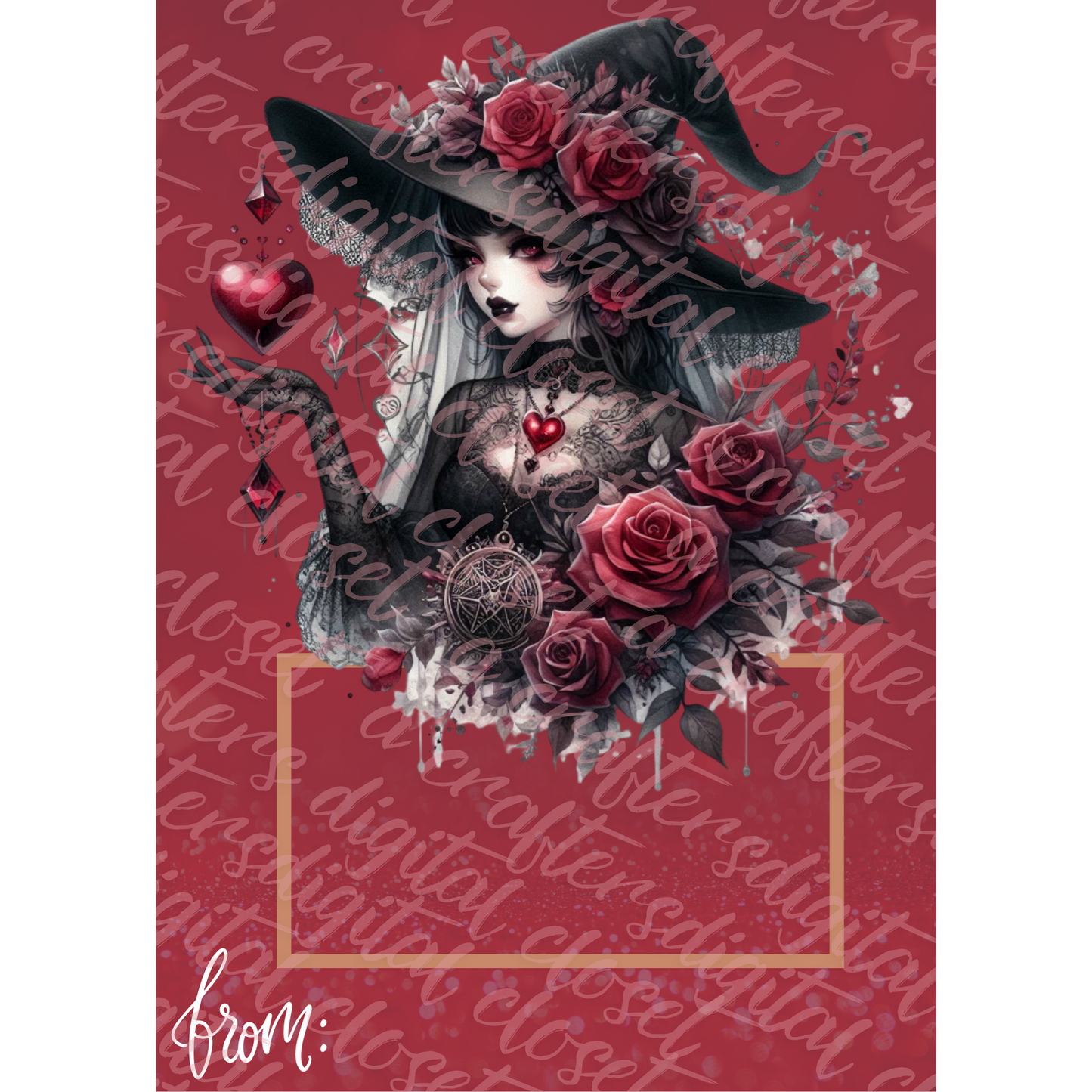 Gothic Valentines Day Card PNG
