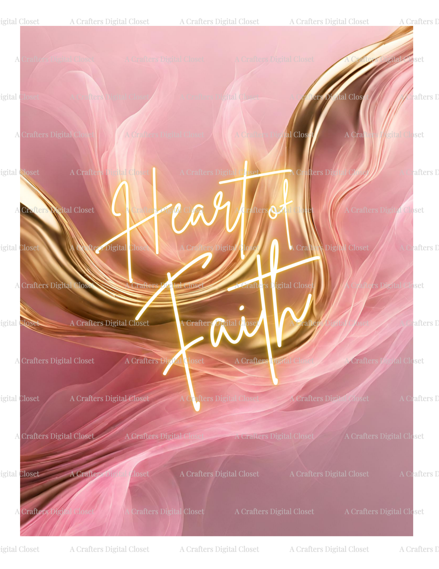 Heart of Faith PNG Design | Pink & Gold Christian Inspirational Digital Download | Feminine Faith Sublimation Design for Shirts, Journals & Gifts