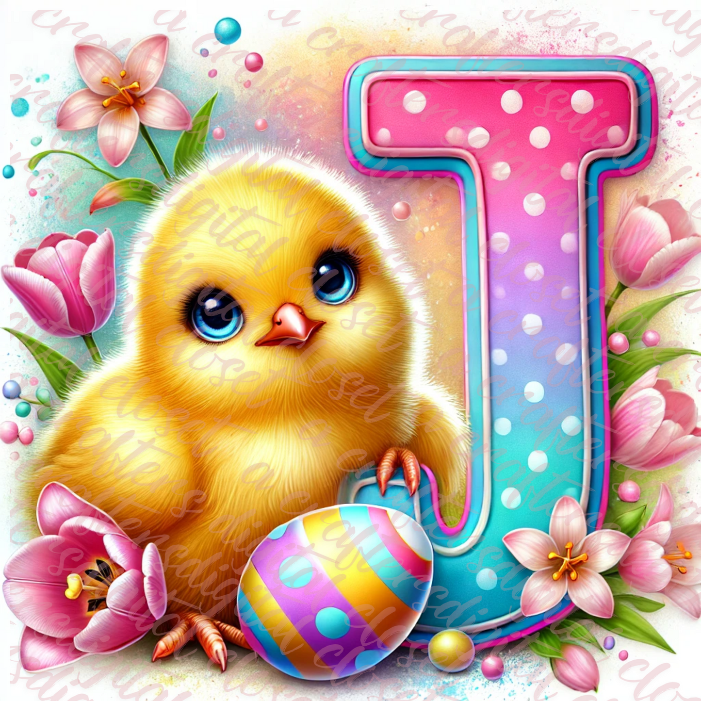 Easter Chick Letter PNG