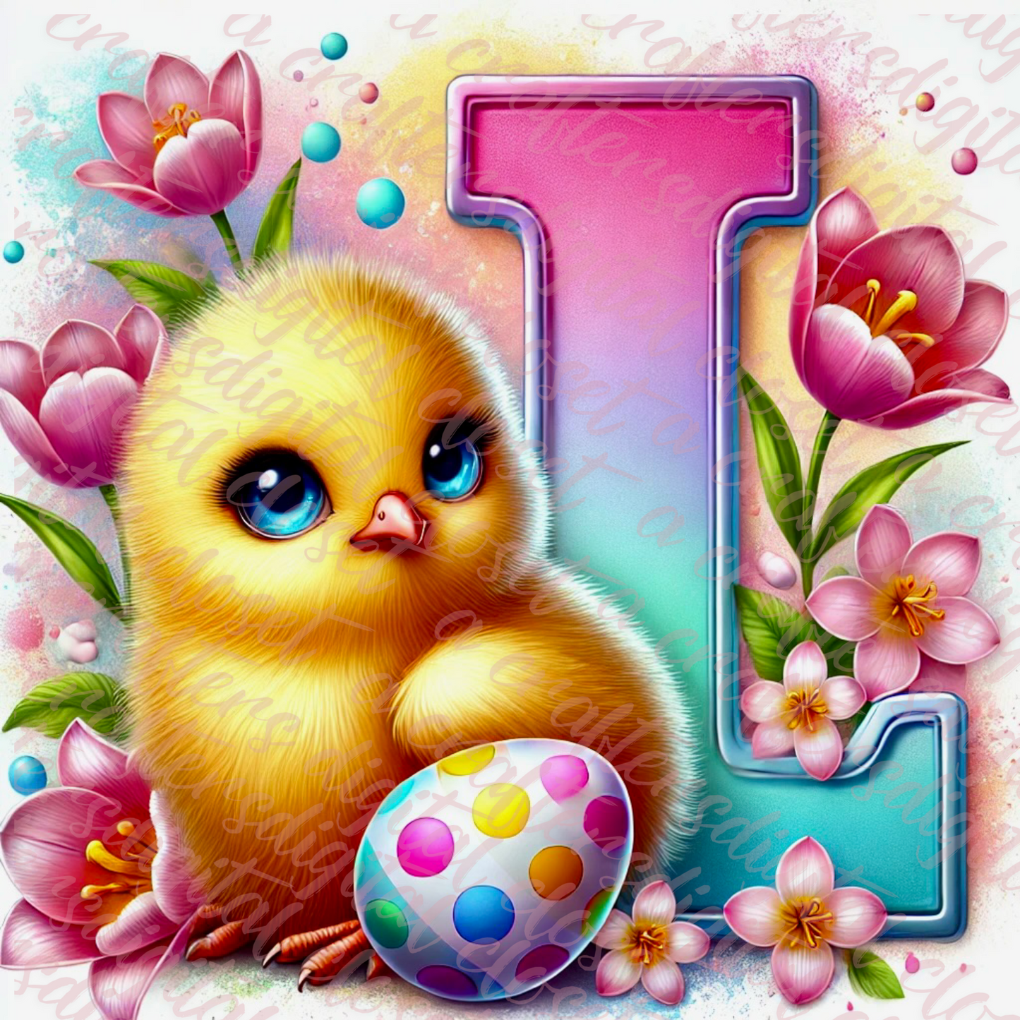 Easter Chick Letter PNG