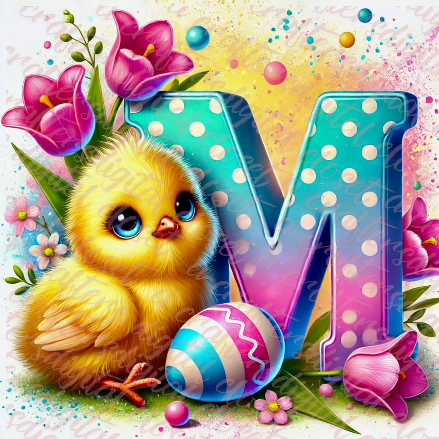 Easter Chick Letter PNG
