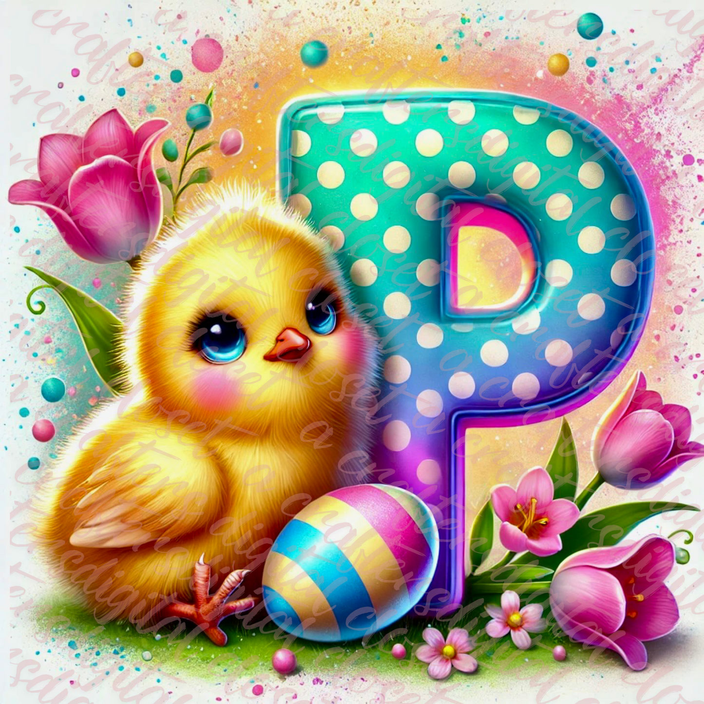 Easter Chick Letter PNG