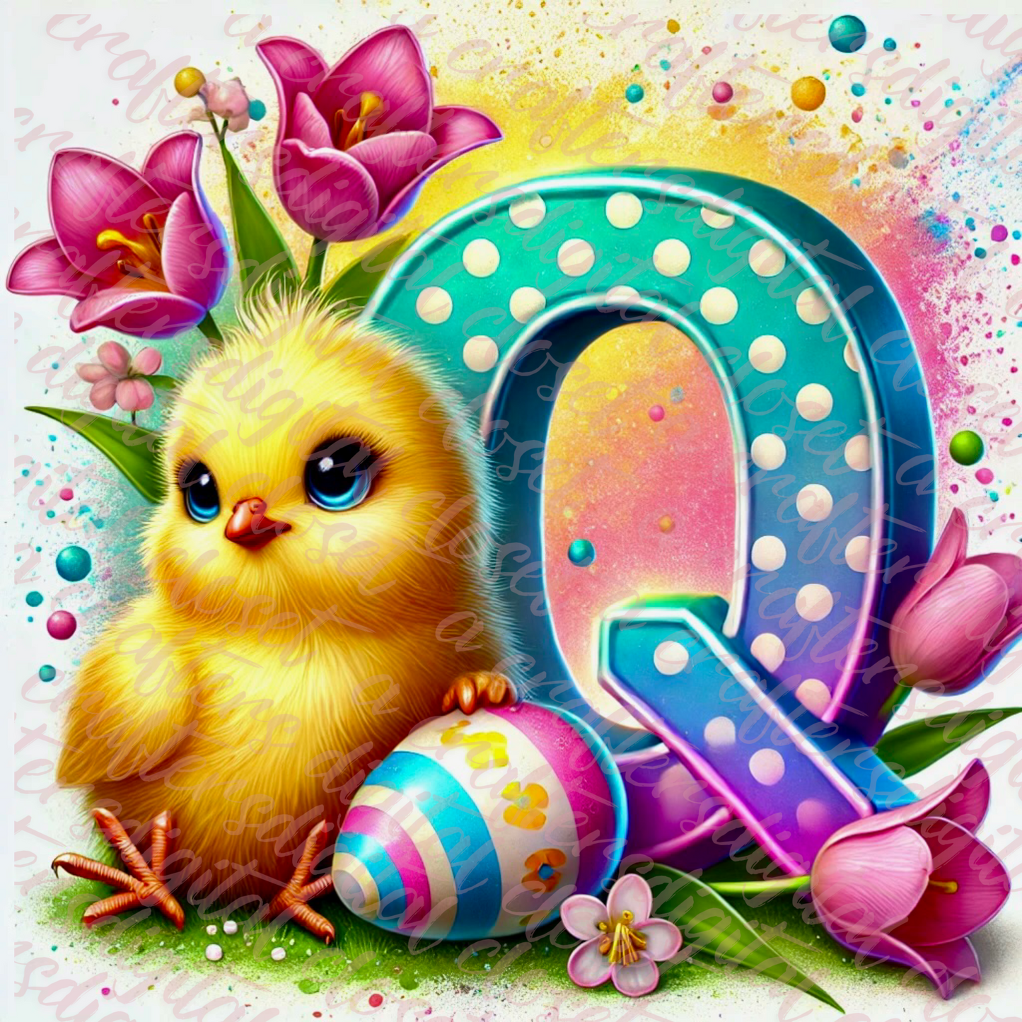 Easter Chick Letter PNG