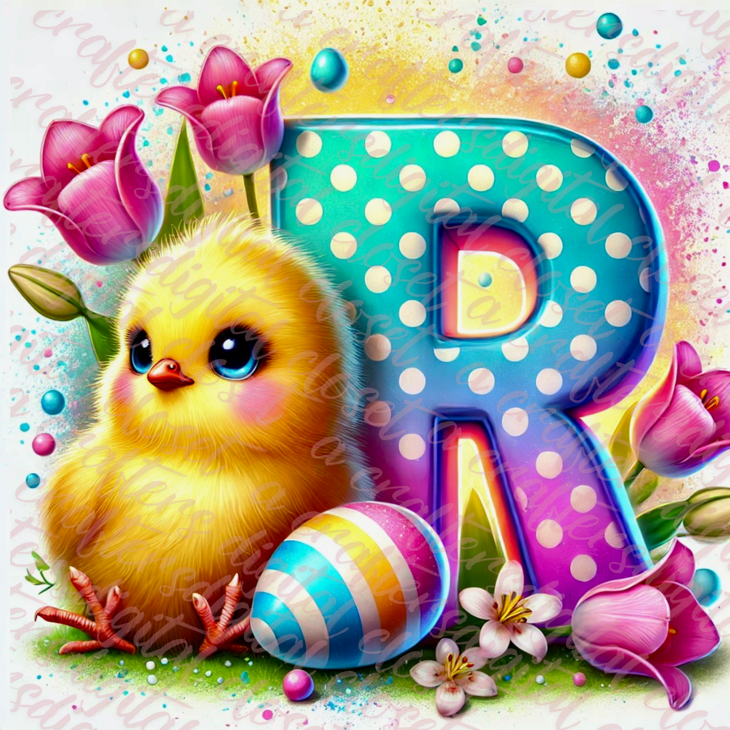 Easter Chick Letter PNG