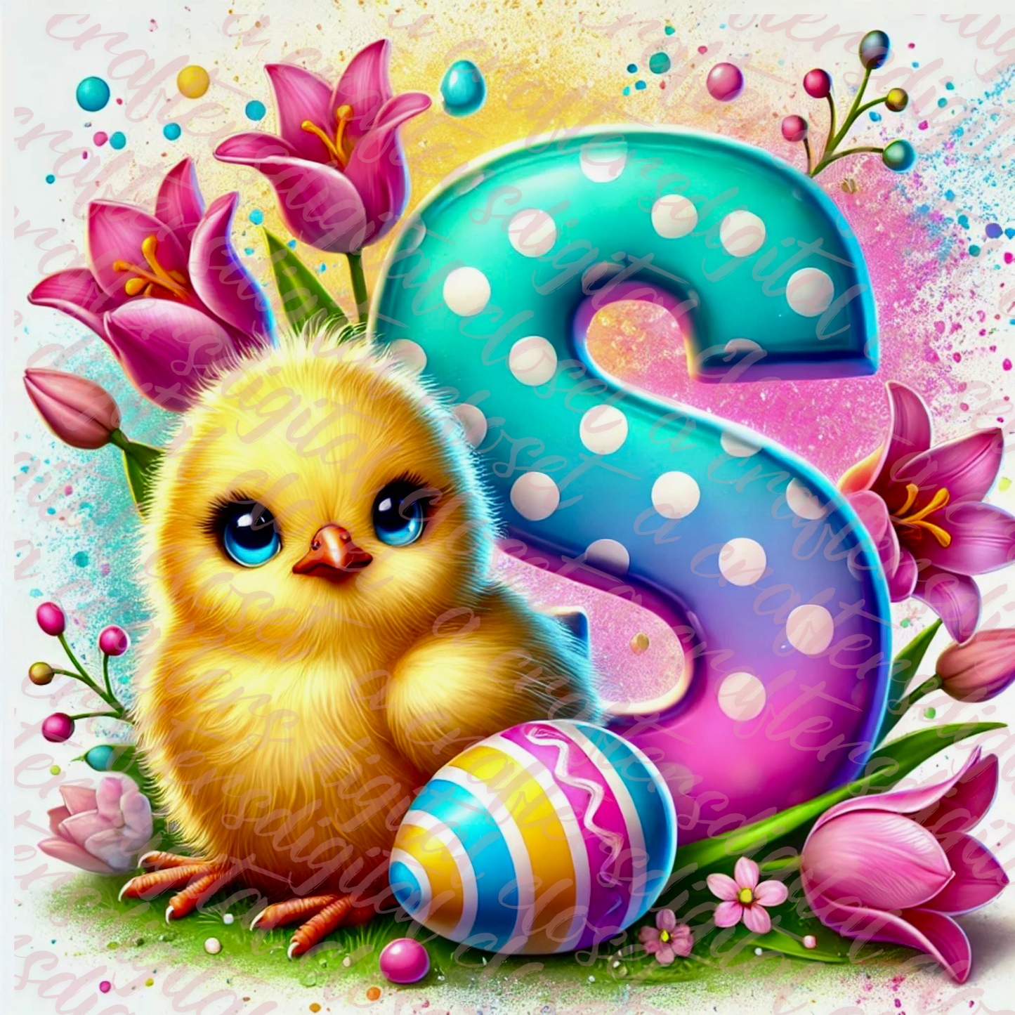 Easter Chick Letter PNG