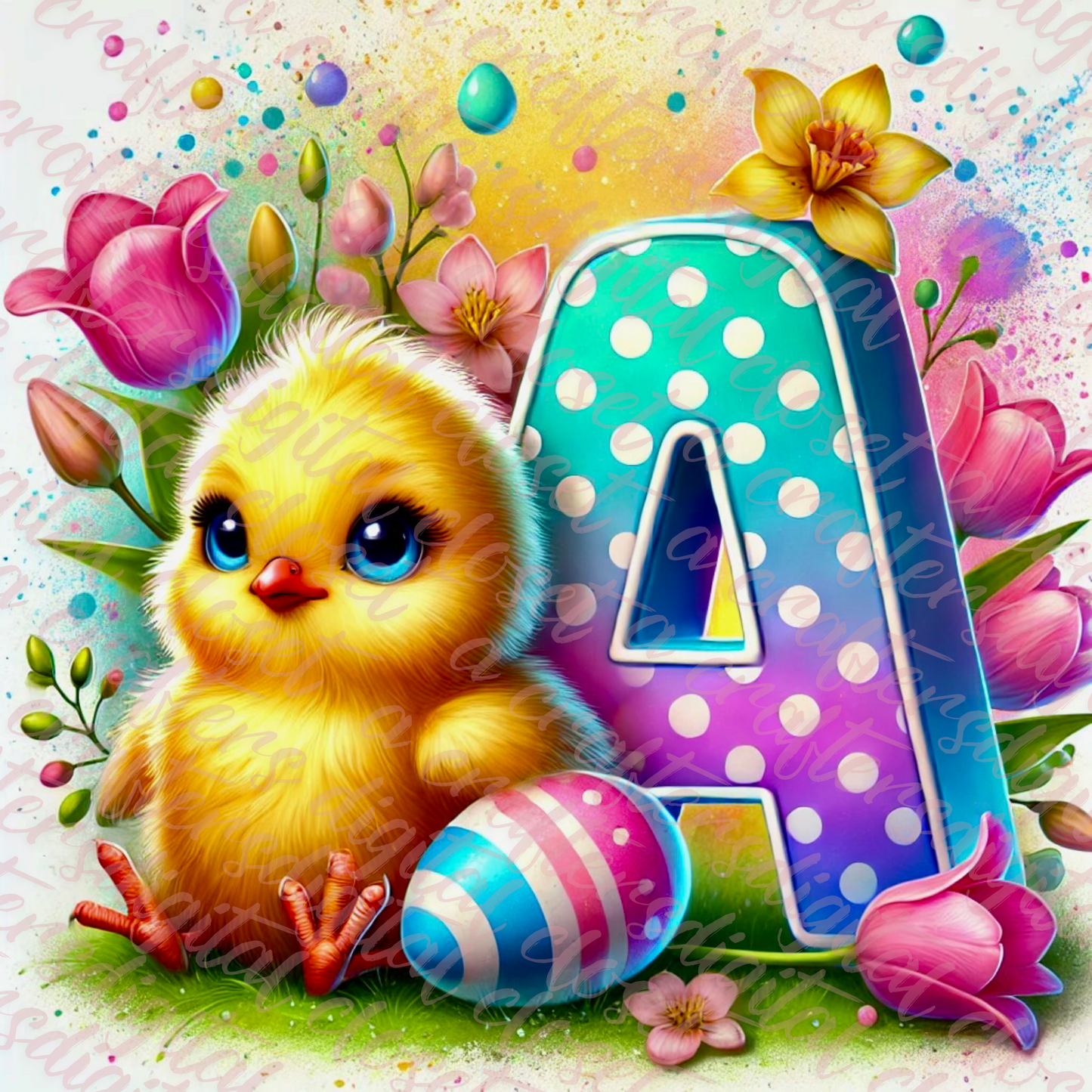 Easter Chick Letter PNG