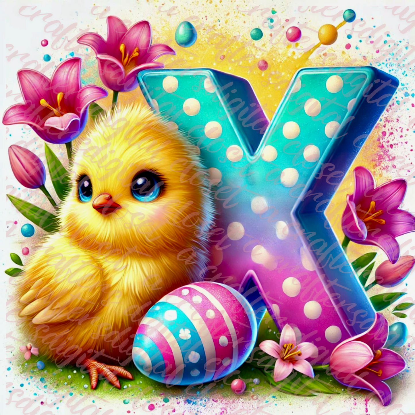Easter Chick Letter PNG