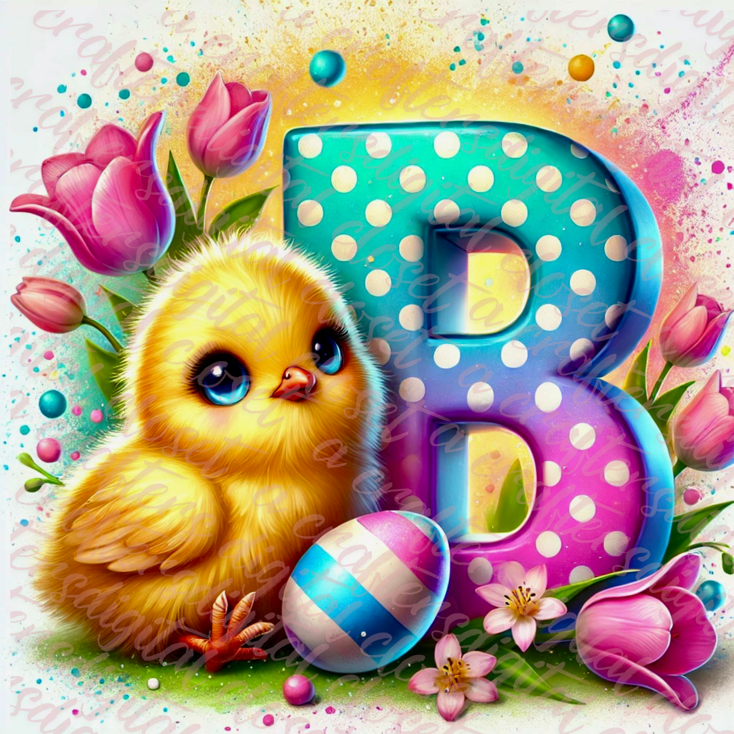 Easter Chick Letter PNG
