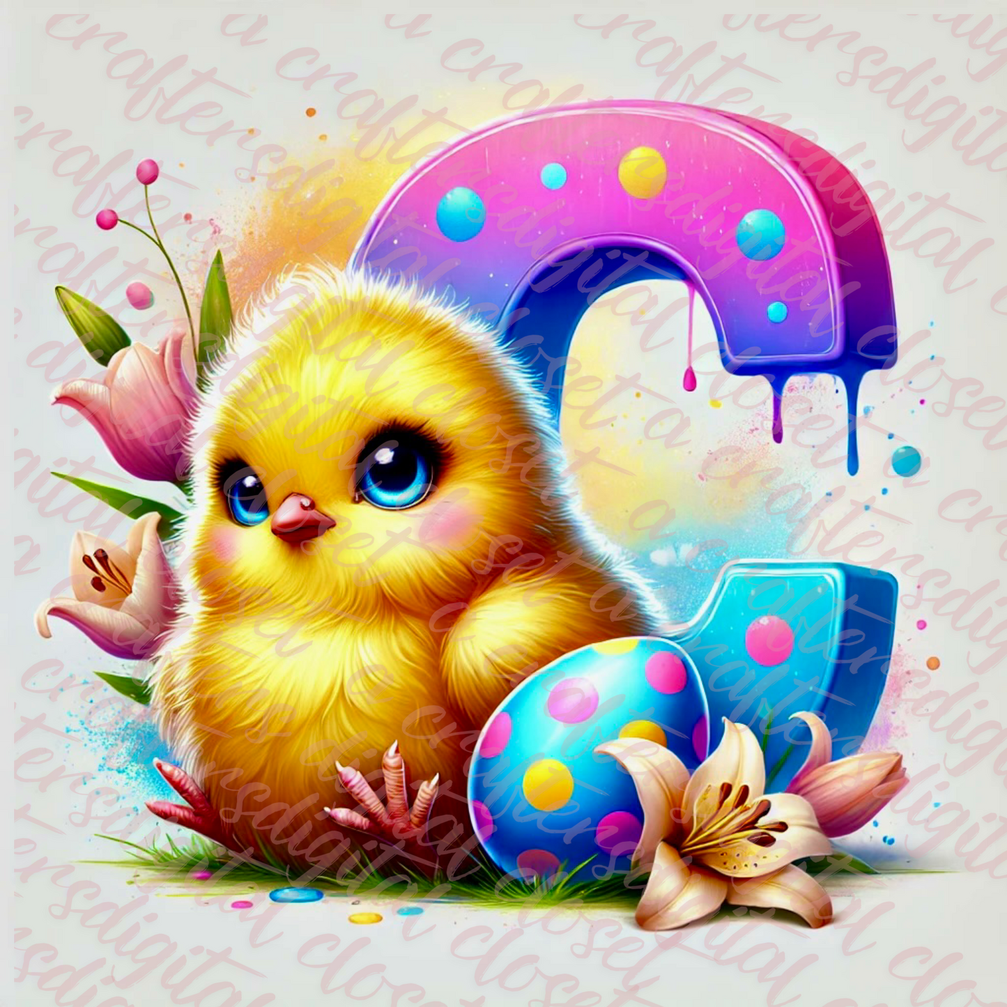 Easter Chick Letter PNG