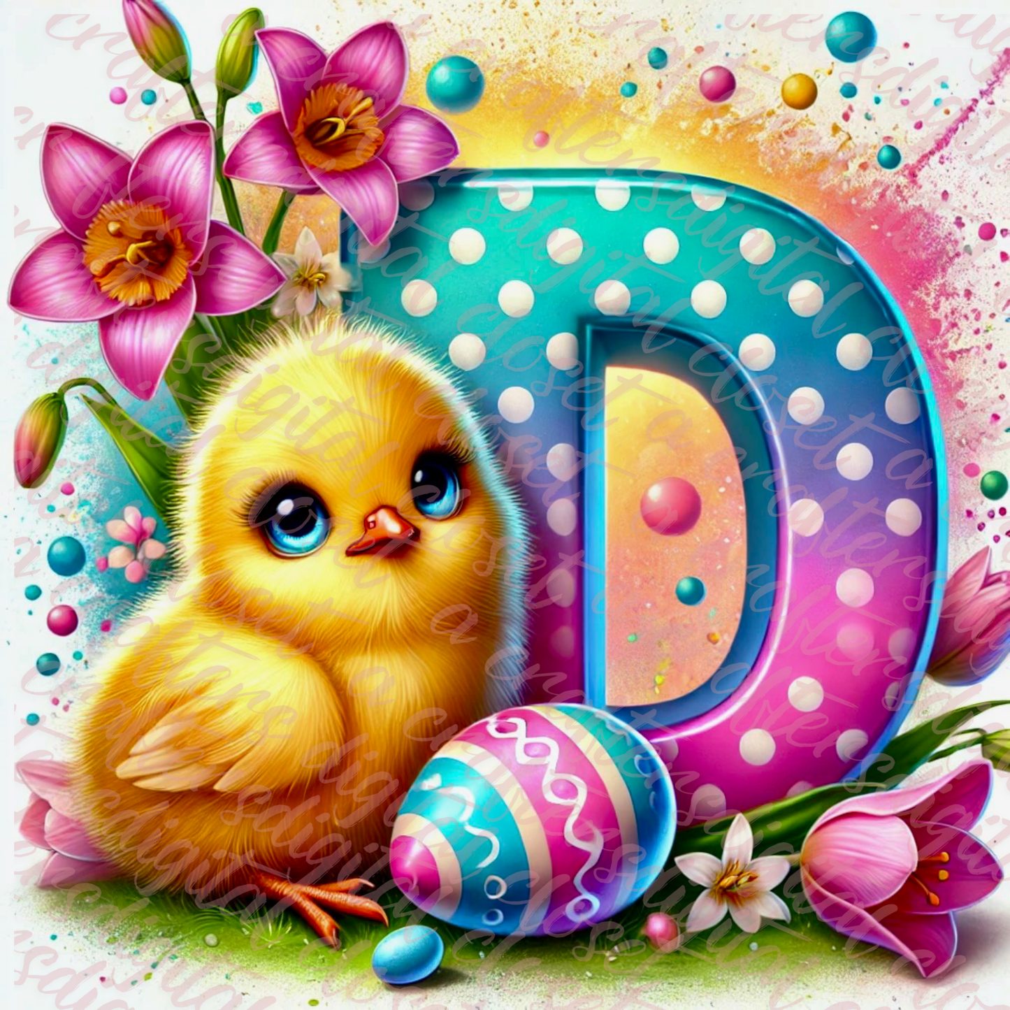 Easter Chick Letter PNG