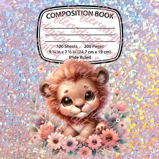 Baby Lion Composition Notebook Cover Editable