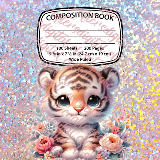 Baby Tiger Composition Notebook Cover Editable