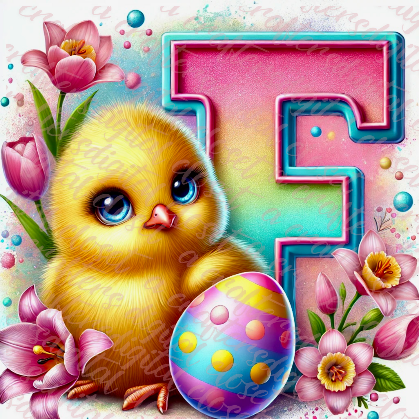 Easter Chick Letter PNG