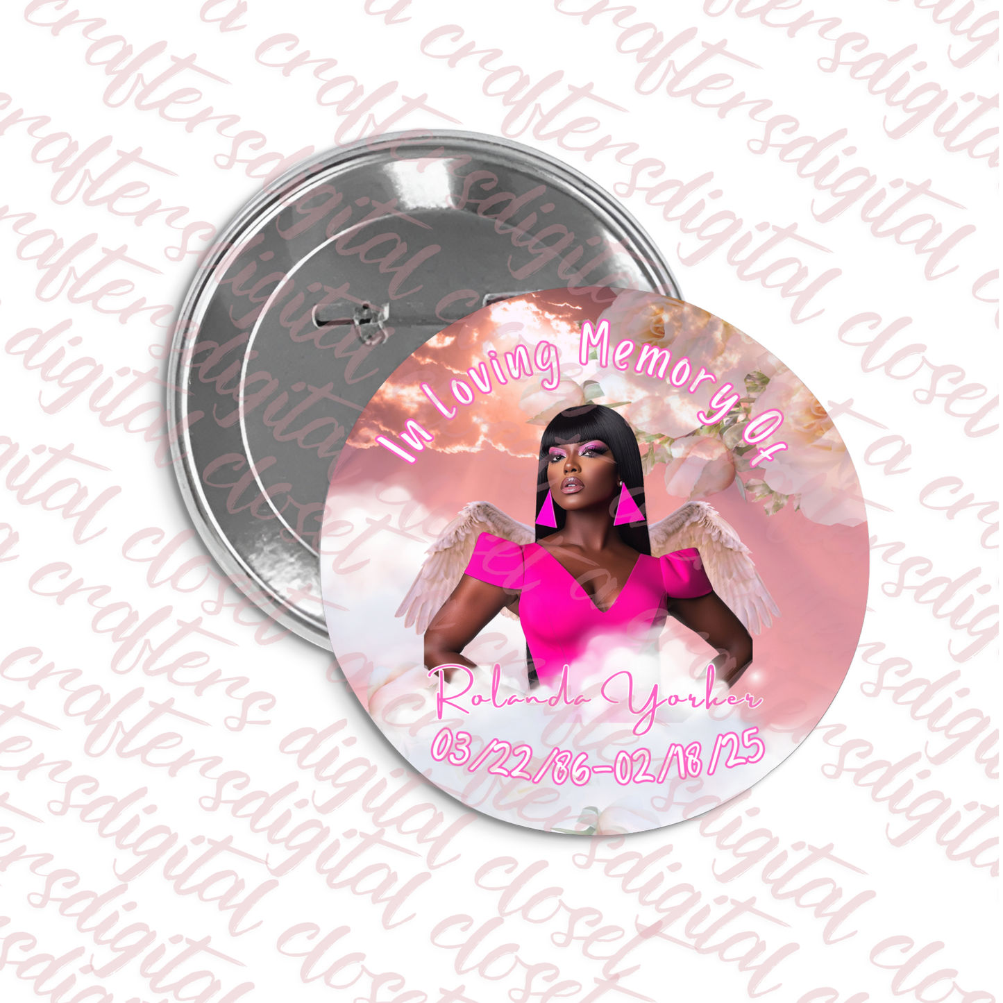 Memorial Button Light Pink Editable Template