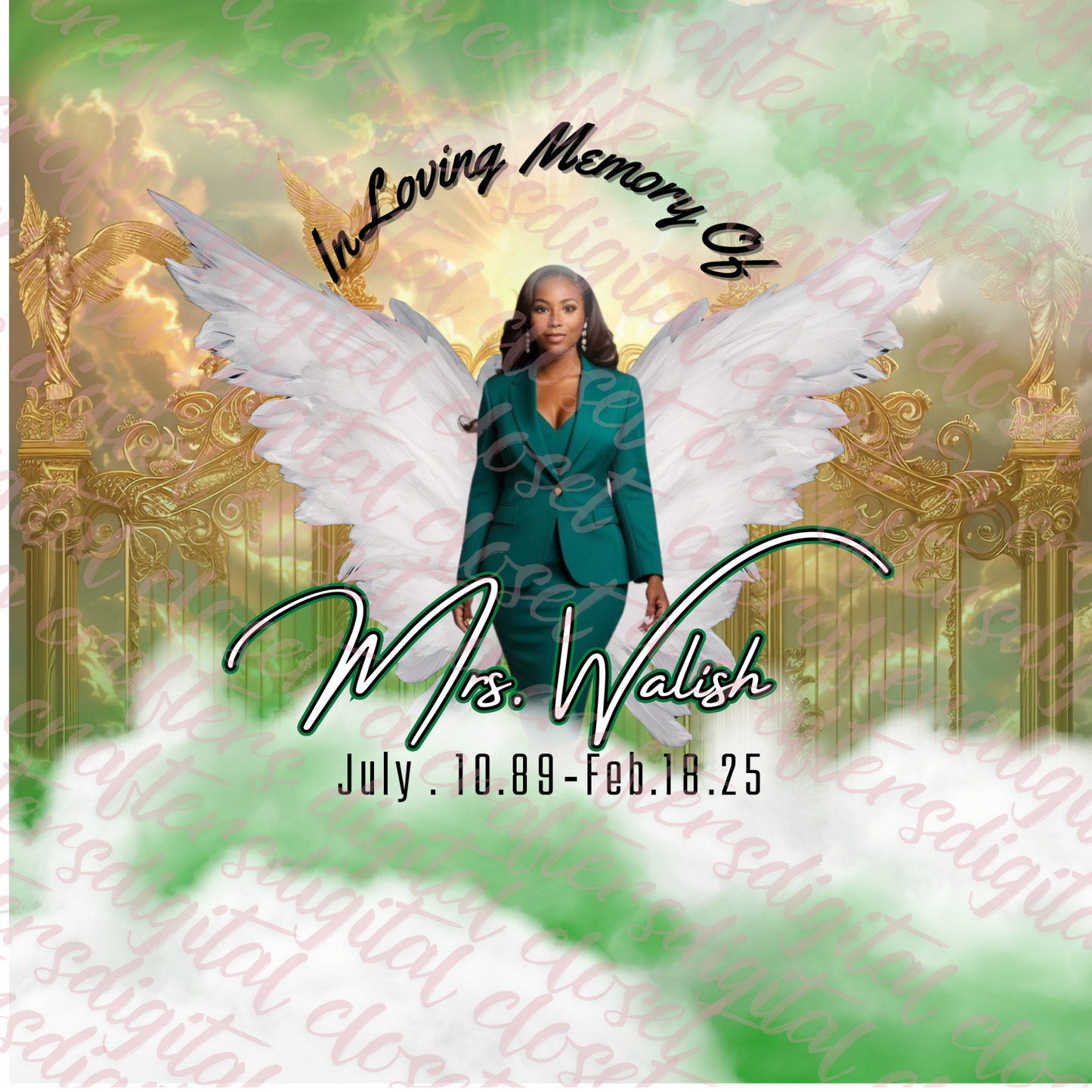 Memorial Button Green Editable Template