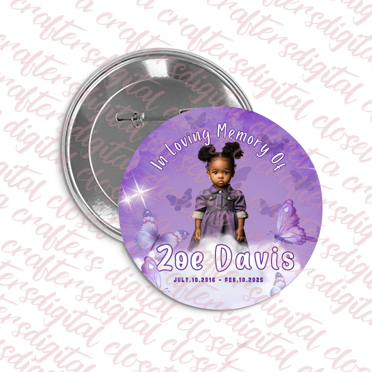 Memorial Button Purple Editable Template