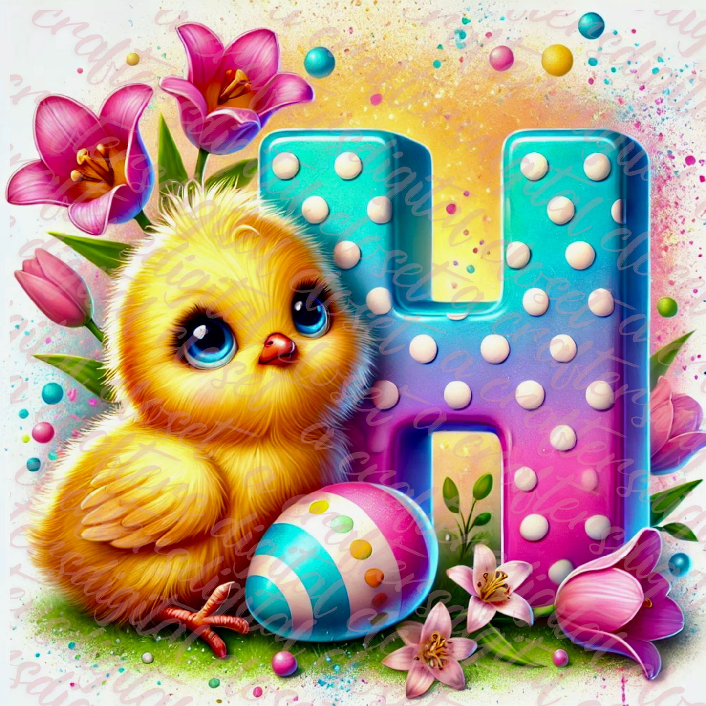Easter Chick Letter PNG