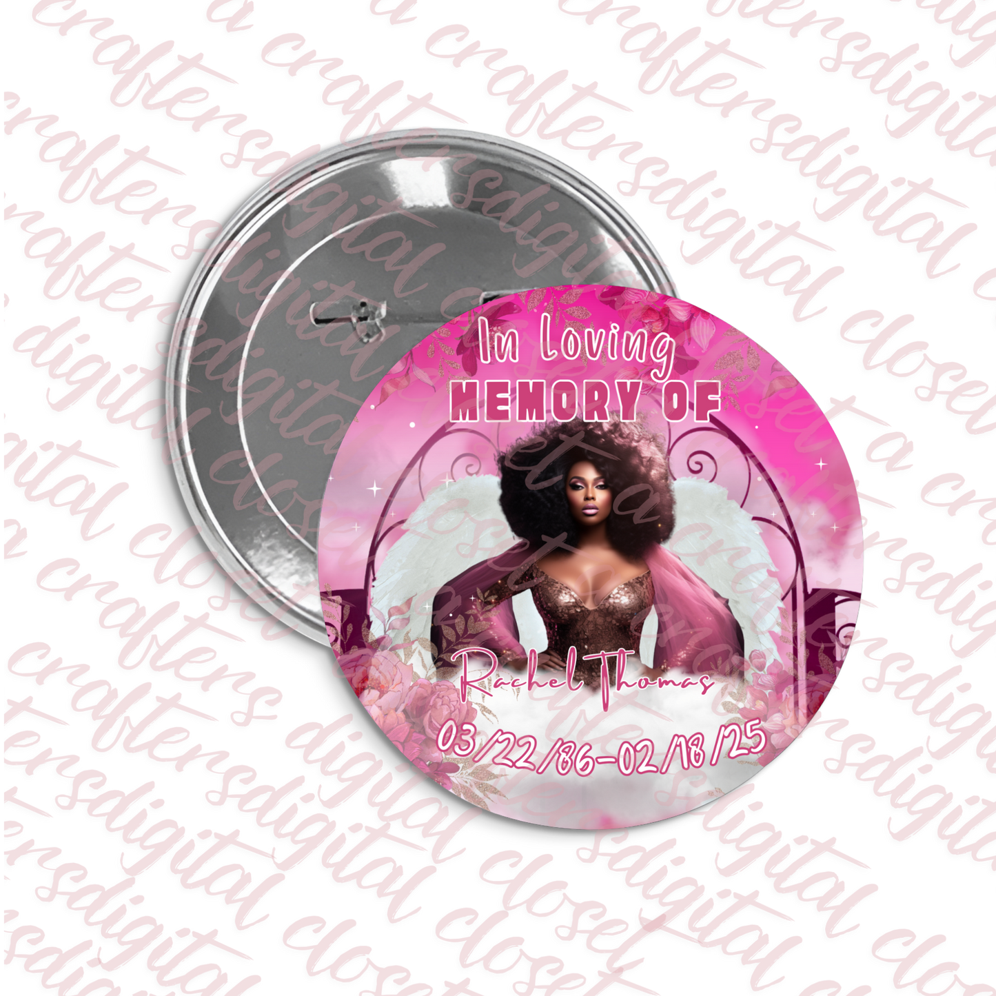 Memoria Button Pink Editable Template