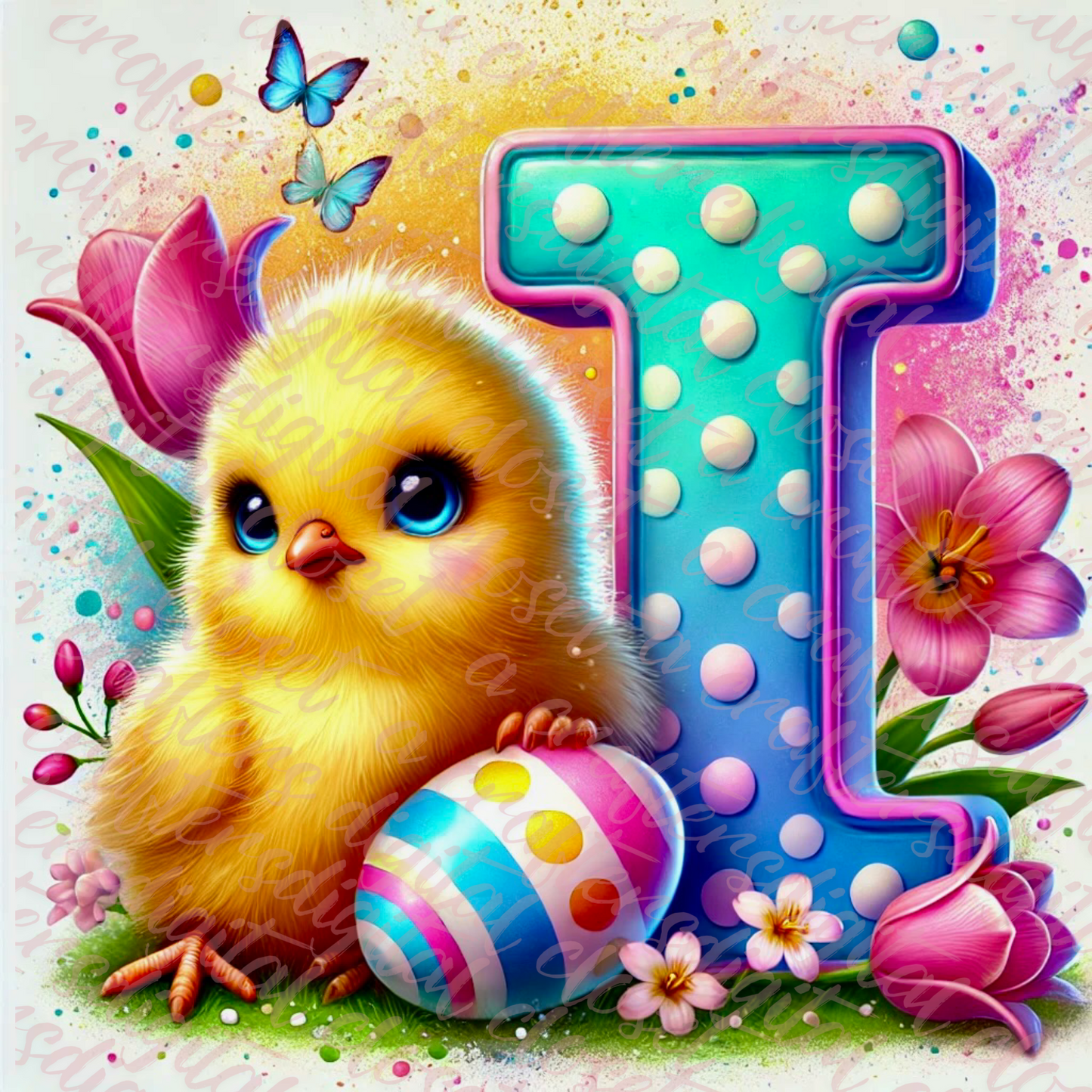 Easter Chick Letter PNG
