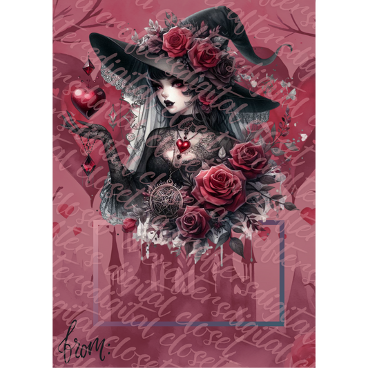 Gothic Valentines Day Card PNG
