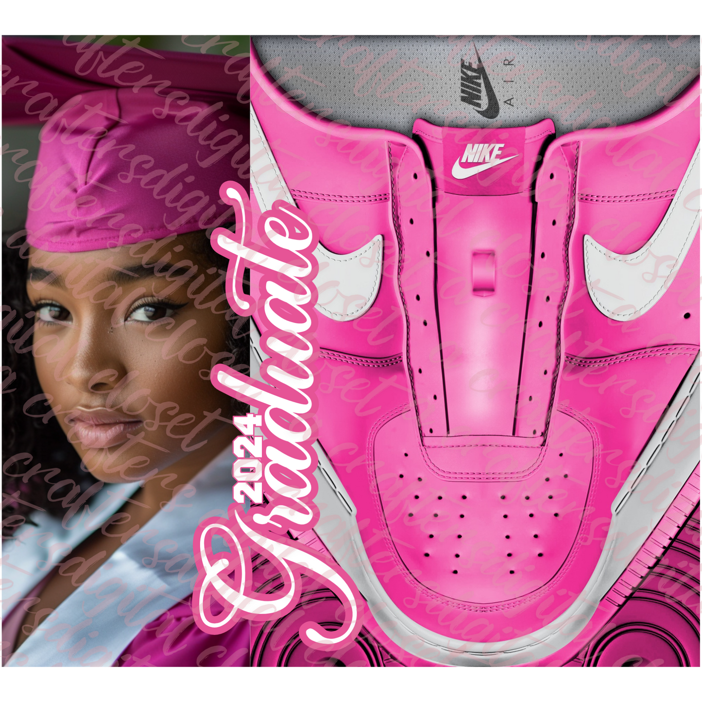 Pink Graduation Shoe Editable Template