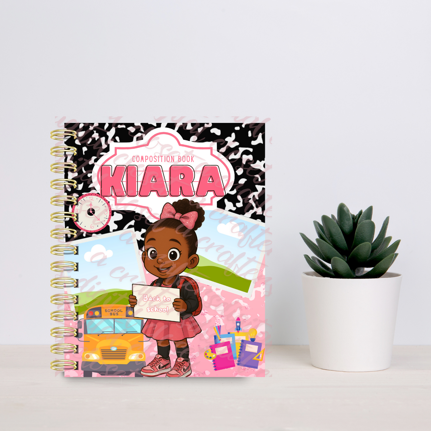 Editable Back-to-School Composition Book Cover-Personalized Digital Notebook Template for Kids