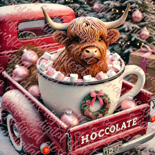 Hot Chocolate Baby Highland Cow PNG