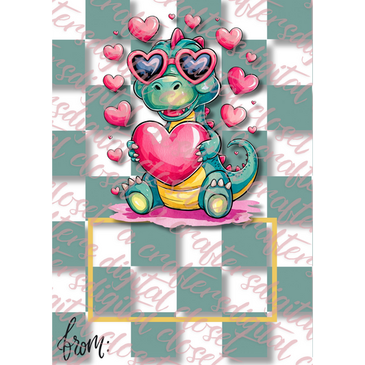 Dino Valentines Day Card PNG