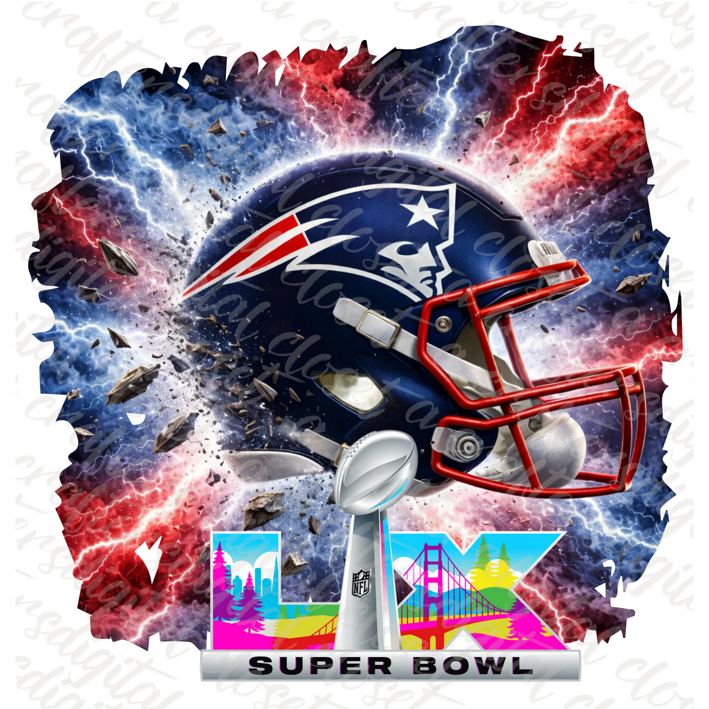 Super Bowl LIX Football Helmet Lightning Digital Design | Championship Game Day Sublimation PNG