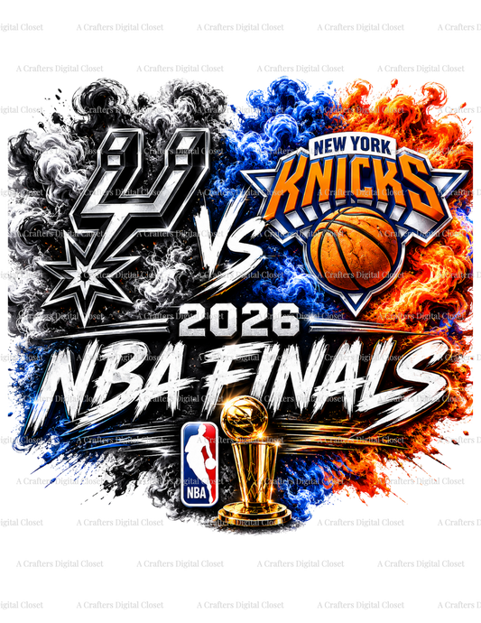 2026 NBA Finals Spurs vs Knicks SVG | Basketball Fan Tee for Moms, Dads & Kids | New York Knicks vs San Antonio Spurs Graphic Tee