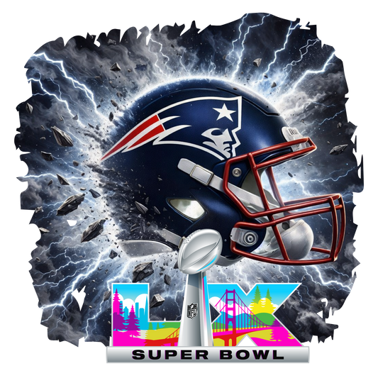 Super Bowl LIX Patriots Helmet Lightning Digital Design | NFL Football Sublimation PNG Download