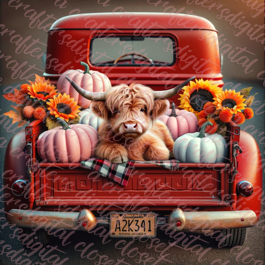 Heading to Town Highland Cow PNG